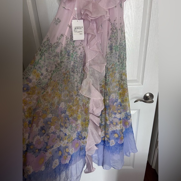 NWT Zimmermann Floral Ruffle Linen & Silk Gown in Blue Meadow OP US2P - Picture 9 of 17